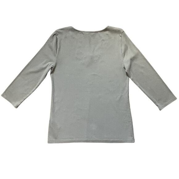 Lauren Ralph Lauren Women's Sz L Lace-Trim V-neck Stretch Cotton Top Green NWT - Picture 10 of 11